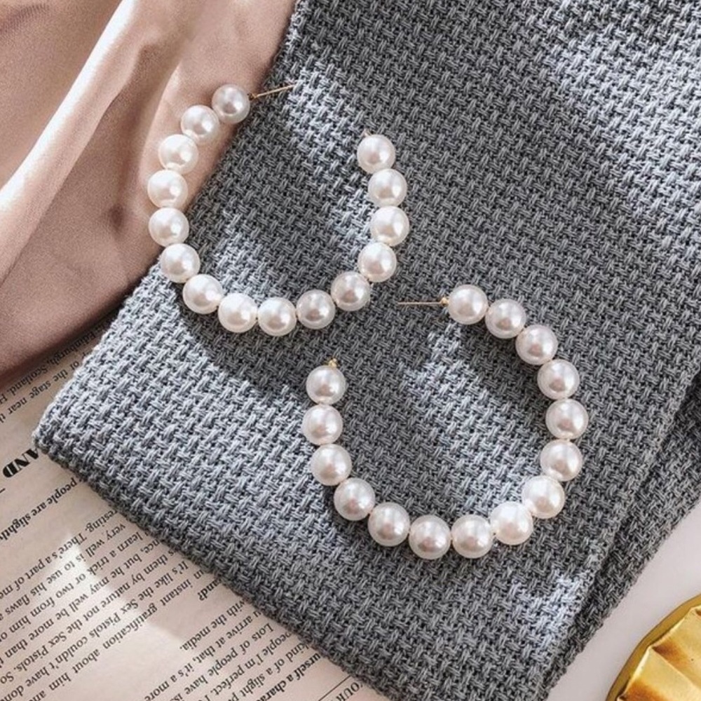 Dressy Faux Pearl Hoop Earrings